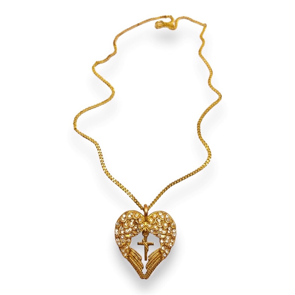 Angel wings and cross necklace